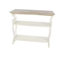 Kirklands Home Console Tables|Wooden 2-Shelf Console Table White
