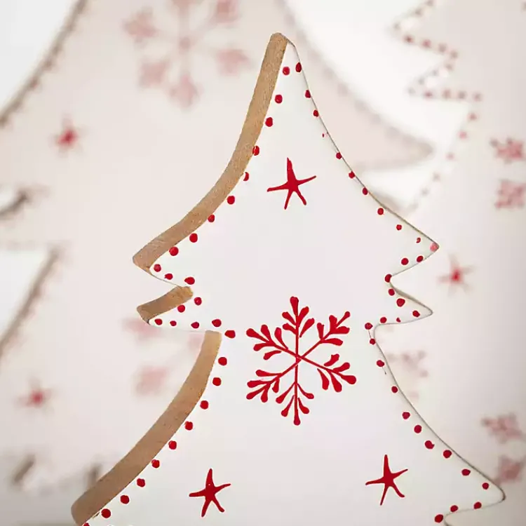Discount White Woodland Snowflake Christmas Trees, Set of 3 Christmas Decorations