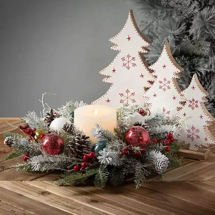 Discount White Woodland Snowflake Christmas Trees, Set of 3 Christmas Decorations