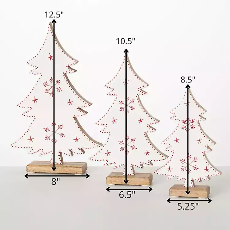 Discount White Woodland Snowflake Christmas Trees, Set of 3 Christmas Decorations
