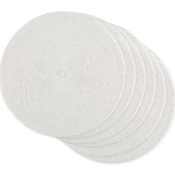 Kirklands Home Table Linens|Woven Round Placemats, Set of 6 White