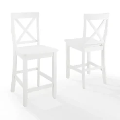Kirklands Home Bar Stools & Counter Height Stools|X-Back Farmhouse Counter Stools, Set of 2 White