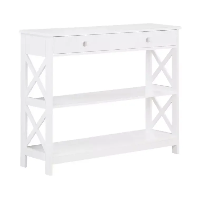 Kirklands Home Console Tables|X-Frame 2-Shelf Console Table White