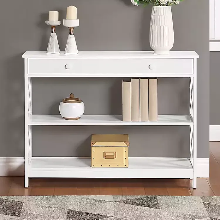 Kirklands Home Console Tables|X-Frame 2-Shelf Console Table White
