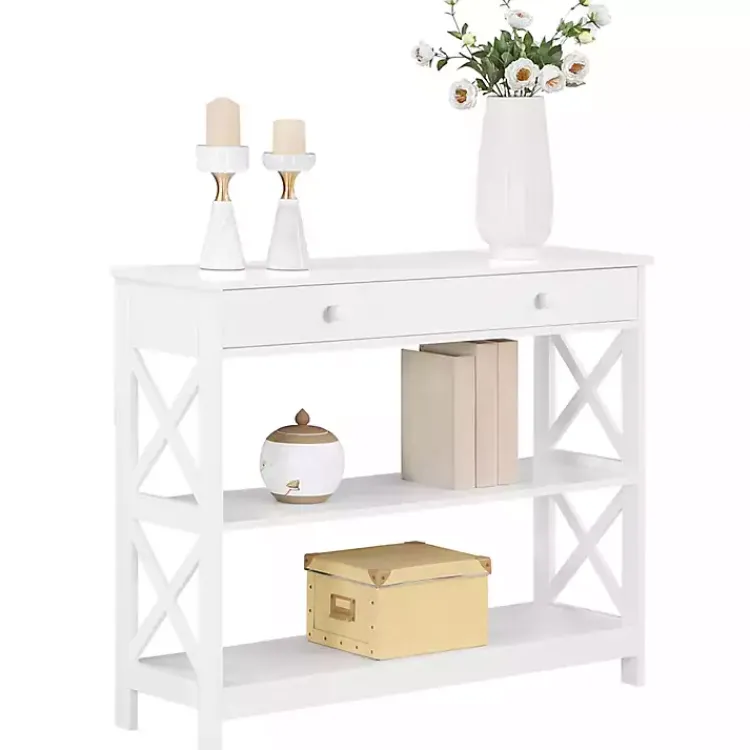 Kirklands Home Console Tables|X-Frame 2-Shelf Console Table White