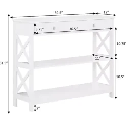 Kirklands Home Console Tables|X-Frame 2-Shelf Console Table White