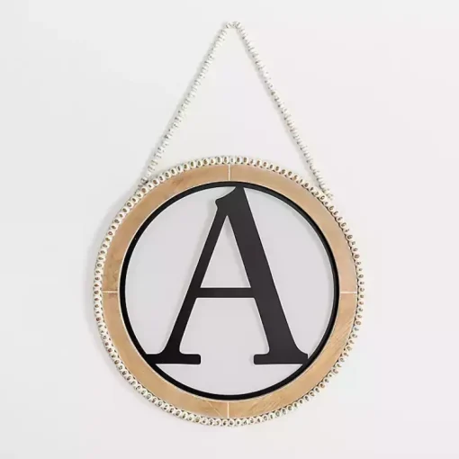 Kirklands Home Monogram Wall Decor|Whitewash Bead Trim Monogram A Plaque