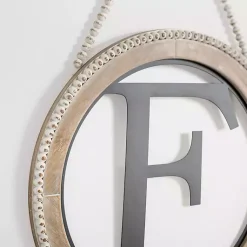 Kirklands Home Monogram Wall Decor|Whitewash Bead Trim Monogram F Plaque