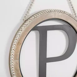 Kirklands Home Monogram Wall Decor|Whitewash Bead Trim Monogram P Plaque