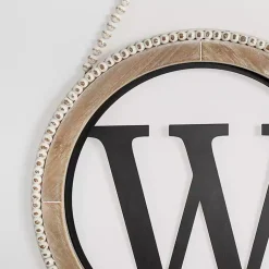 Kirklands Home Monogram Wall Decor|Whitewash Bead Trim Monogram W Plaque