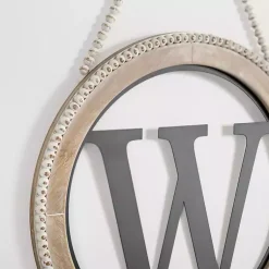 Kirklands Home Monogram Wall Decor|Whitewash Bead Trim Monogram W Plaque