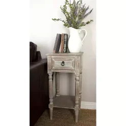 Kirklands Home Accent & End Tables|Whitewash Distressed Wood Accent Table Brown