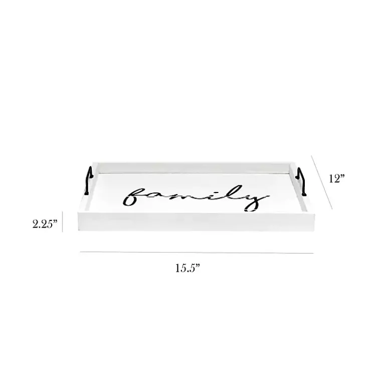 Clearance Whitewash Family Wooden Tray Decorative Trays