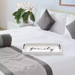 Clearance Whitewash Family Wooden Tray Decorative Trays