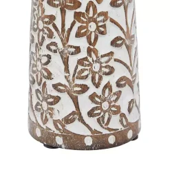 Outlet Whitewash Floral Mango Candlesticks, Set of 3 Candle Holders