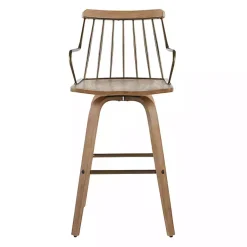 Kirklands Home Bar Stools & Counter Height Stools|Whitewash Poplar Wood Swivel Counter Stool Tan