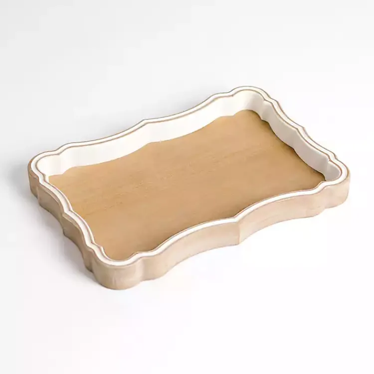 Sale wash Scalloped Decorative Wood Tray Decorative Trays