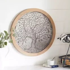 Kirklands Home Wall Plaques|Whitewashed Bronze Tree Framed Wall Plaque