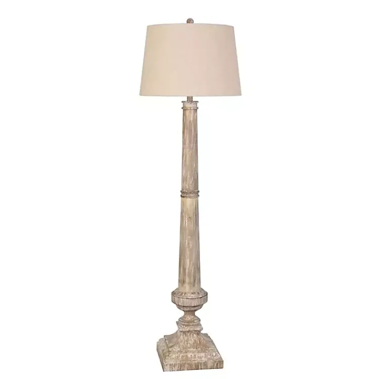 Kirklands Home Floor Lamps|Whitewashed Brown Resin Floor Lamp Tan