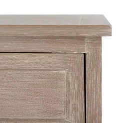 Kirklands Home Accent & End Tables|Whitewashed Brown Wood Side Table with Baskets