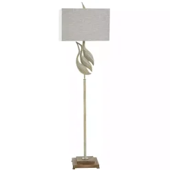 Kirklands Home Floor Lamps|Whitewashed Carved Egrets Floor Lamp Tan