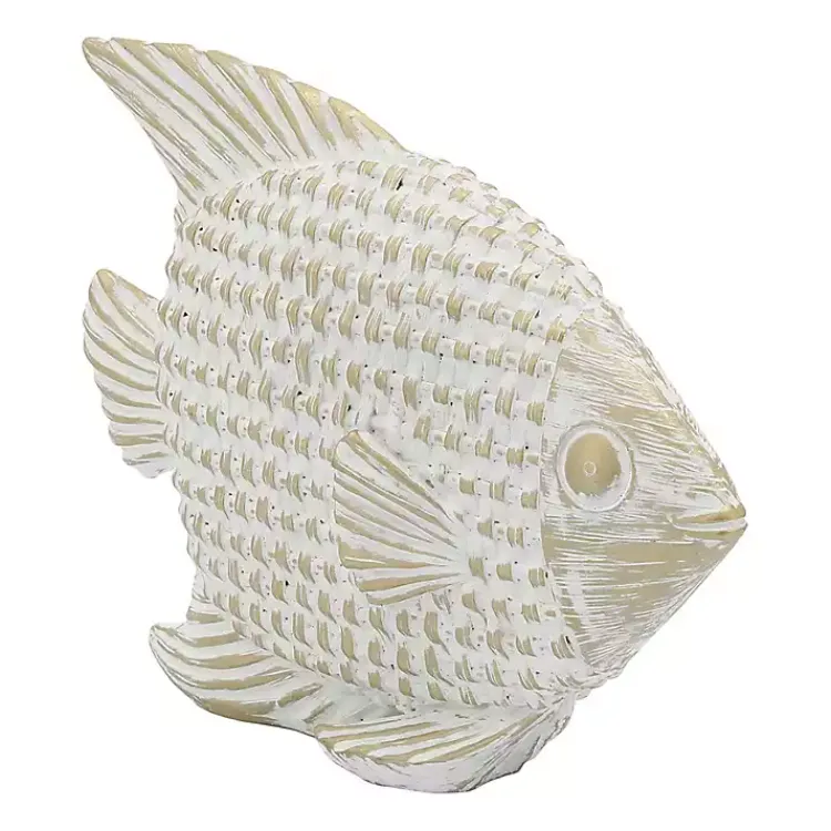 Best Whitewashed Ceramic Woven Fish Statue Statues & Figurines