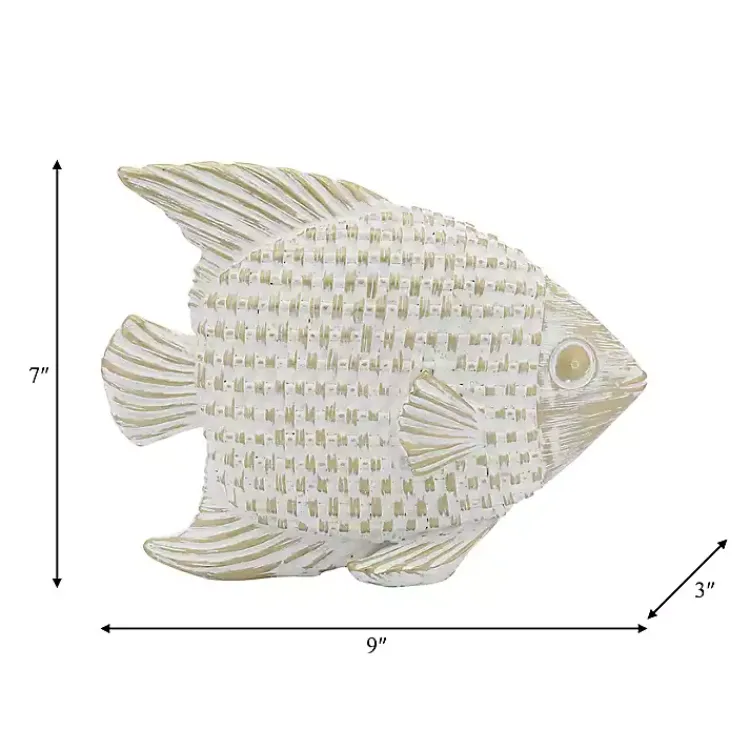 Best Whitewashed Ceramic Woven Fish Statue Statues & Figurines