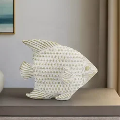 Best Whitewashed Ceramic Woven Fish Statue Statues & Figurines
