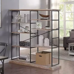 Kirklands Home Bookshelves|Whitewashed Etagere Industrial Bookcase