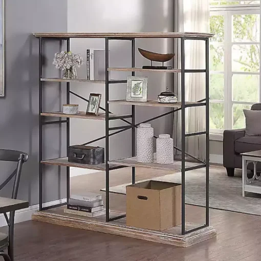 Kirklands Home Bookshelves|Whitewashed Etagere Industrial Bookcase