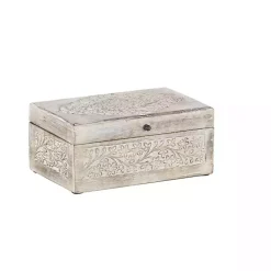 Clearance washed Floral Carved Wood Boxes, Set of 3 Baskets & Boxes