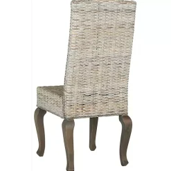 Kirklands Home Dining Chairs|Whitewashed Kubu Rattan Dining Chairs, Set of 2 Ivory