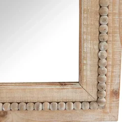Kirklands Home Decorative Mirrors|Whitewashed Natural Beaded Wood Wall Mirror