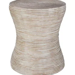 Kirklands Home Accent & End Tables|Whitewashed Natural Rattan Accent Table