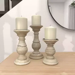 Discount Whitewashed Rustic 3-pc. Candle Holder Set Candle Holders