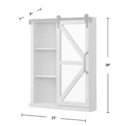 Kirklands Home Decorative Mirrors|washed Sliding Barn Door Wall Cabinet White
