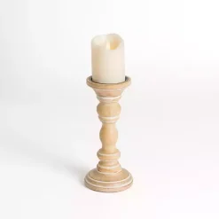Best Whitewashed Spindle Pillar Candle Holder, 10 in. Candle Holders