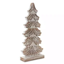Clearance Whitewashed Wood Carved Pine Trees, Set of 3 Christmas Decorations