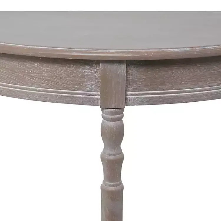 Kirklands Home Entryway Furniture|Whitewashed Wood Half Moon Console Table Brown