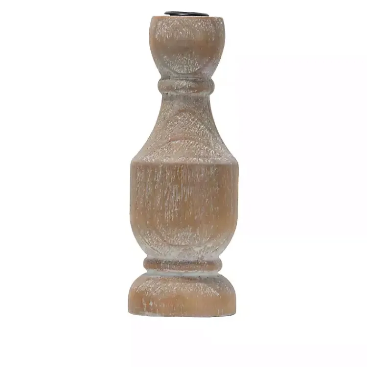 New Whitewashed Wood Taper Candle Holder, 9 in. Candle Holders