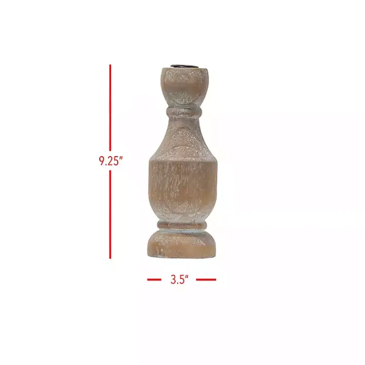 New Whitewashed Wood Taper Candle Holder, 9 in. Candle Holders