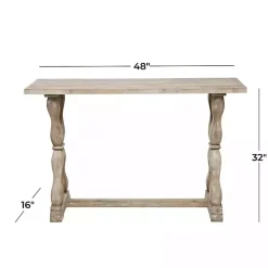 Kirklands Home Console Tables|Whitewashed Wood Trestle Base Console Table