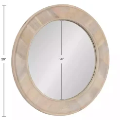 Kirklands Home Decorative Mirrors|washed Woodgrain Round Wall Mirror White