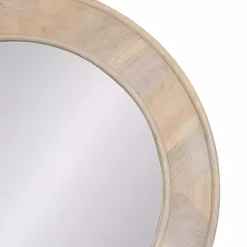 Kirklands Home Decorative Mirrors|washed Woodgrain Round Wall Mirror White
