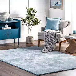 Kirklands Home Area Rugs|Whitlow Shag Washable Area Rug, 8x10 Blue