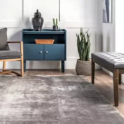 Kirklands Home Area Rugs|Whitlow Charcoal Shag Washable Area Rug, 8x10 Gray