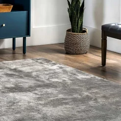 Kirklands Home Area Rugs|Whitlow Charcoal Shag Washable Area Rug, 8x10 Gray