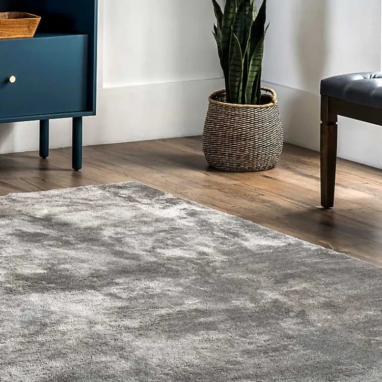 Kirklands Home Area Rugs|Whitlow Charcoal Shag Washable Area Rug, 8x10 Gray