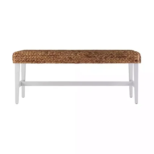 Kirklands Home Benches & Ottomans|Wiley Woven Hyacinth Bench with White Base