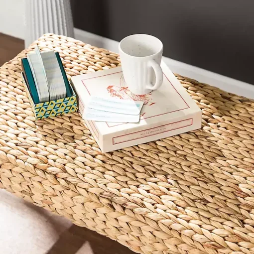 Kirklands Home Benches & Ottomans|Wiley Woven Hyacinth Bench with White Base